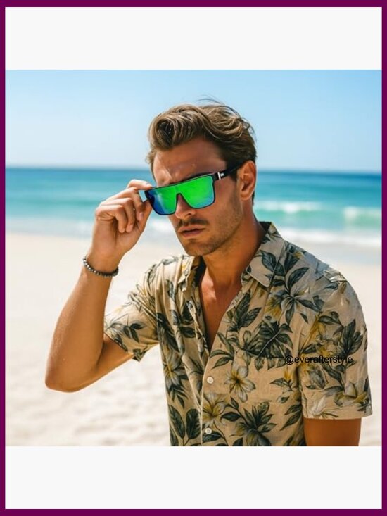 Mirrored Single Lens Sunglasses UV400 Shades Oversized Square Frame